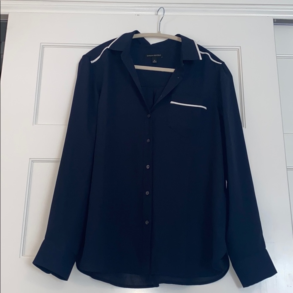 Banana republic Navy Button Down Blouse
